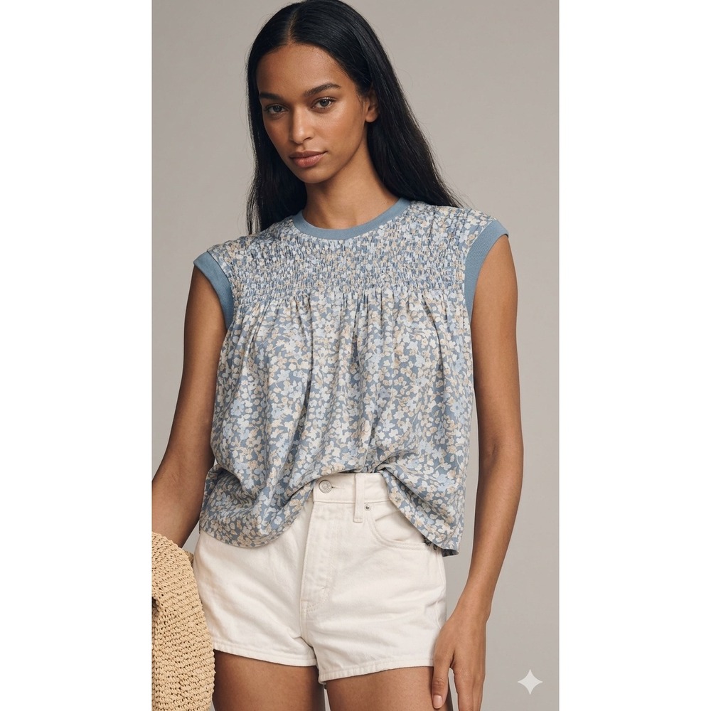 Anthropologie Y2K Babydoll Top Euro‎ Summer Cotton Cottagecore Over Size XL Vaca